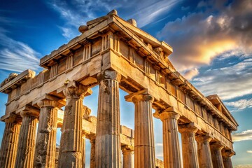 Obraz premium Close-Up Parthenon Corner: Ancient Greek Architecture Detail Stock Photo