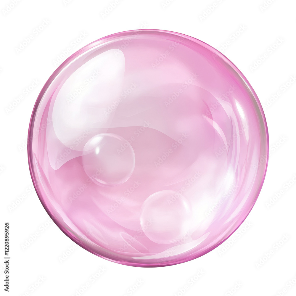 Poster A digitally created image of a pink sphere with smaller bubbles inside appearing translucent and glossy.