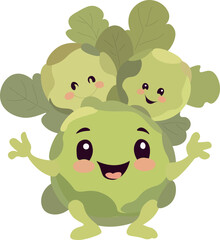 Brassica oleracea, funny illustration of Brussels sprouts