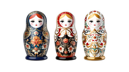 Colorful matryoshka dolls showcasing traditional Russian craftsmanship and intricate designs in a decorative arrangement
