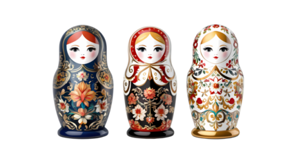 Colorful matryoshka dolls showcasing traditional Russian craftsmanship and intricate designs in a decorative arrangement