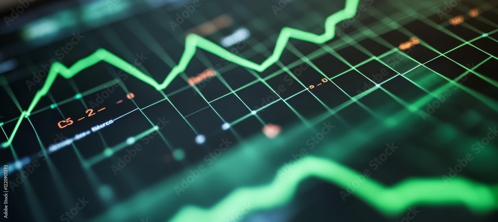Poster diagram chart stock market business background. green bullish profit data. generative ai technology.