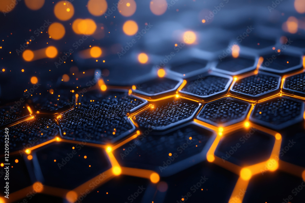Aufkleber glowing hexagonal network, abstract digital background. futuristic technology concept.