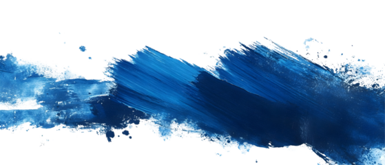 Hand-painted blue brush stroke with artistic edges. Isolated on White Background, clipping path  - 