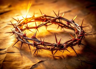 Fototapeta premium Crown of Thorns on Parchment: Easter Resurrection Symbol