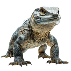 Obraz premium Angled view full body shot of an extremely perfect looking single Megalania animal isolated on a white transparent background