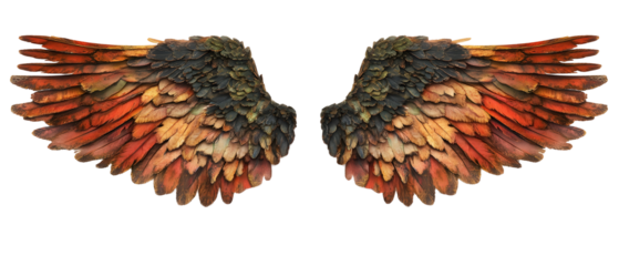Oversized fantasy angel wings with elegant feathers and fine detail. Isolated on White Background, clipping path  - 