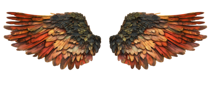 Oversized fantasy angel wings with elegant feathers and fine detail. Isolated on White Background, clipping path  - 