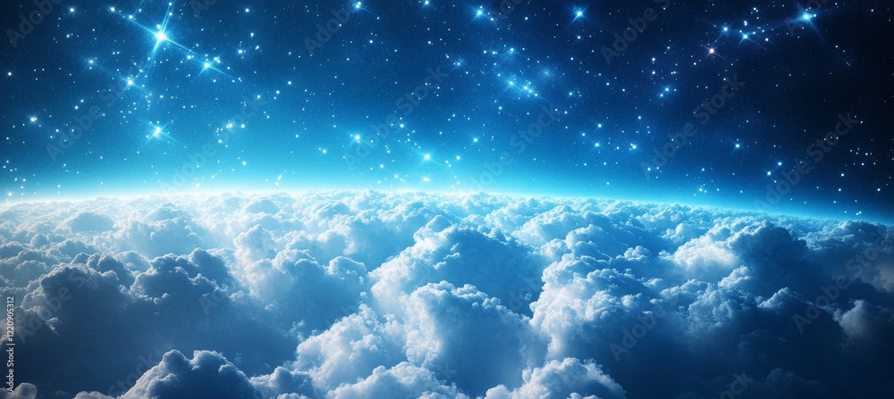 Canvas Prints earth horizon space orbit atmosphere with cloudscape. generative ai technology.