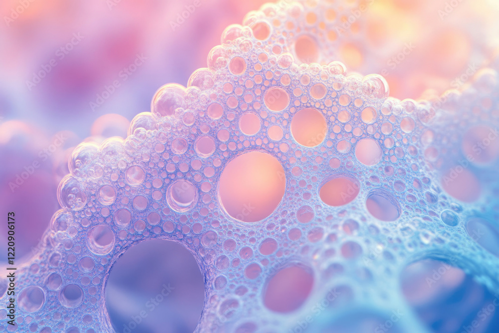 Leinwandbilder abstract image of pastel-colored foam with a network of interconnected bubbles.