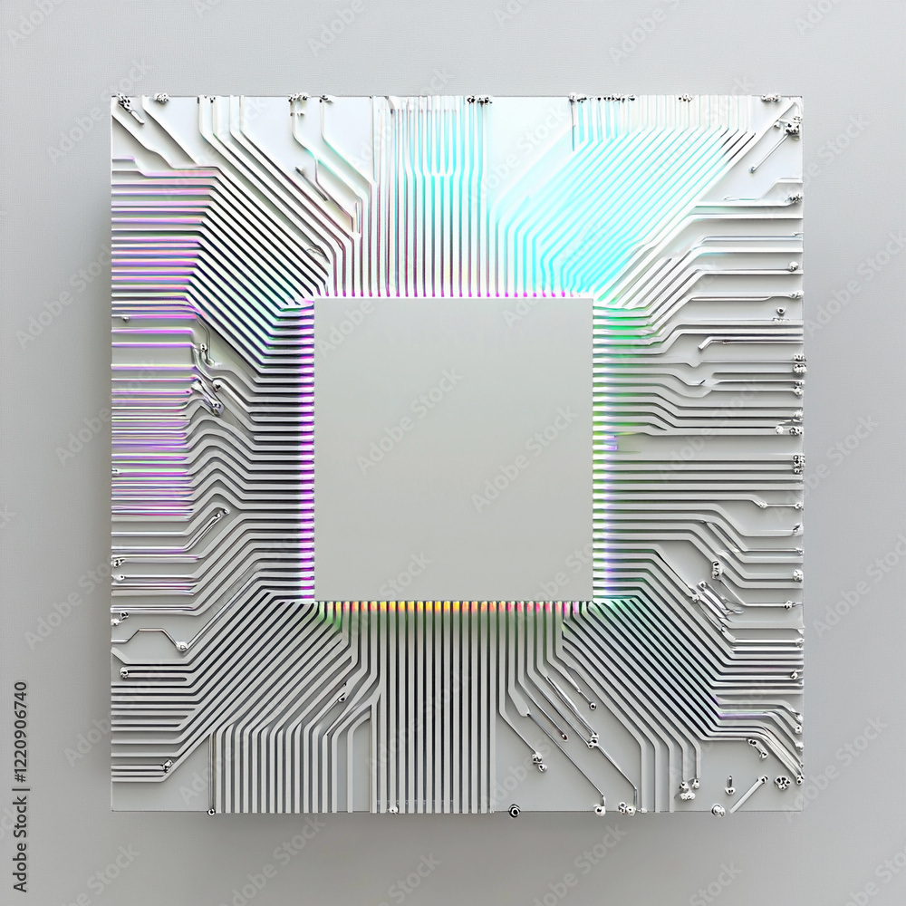 Aufkleber Modern microchip with intricate circuit design and colors