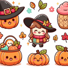 Naklejka premium Autumn and pumpkin (3)