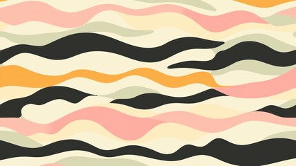 Fototapeta premium Abstract Waves: A Pastel and Dark Hues Seamless Pattern
