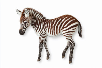 Fototapeta premium Zebra hybrid with unique colors in a playful stance