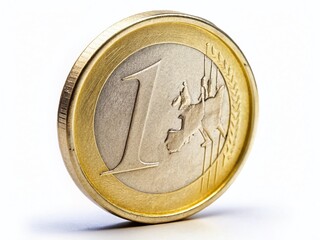 One Euro Coin Isolated on White Background: High-Resolution Stock Photo