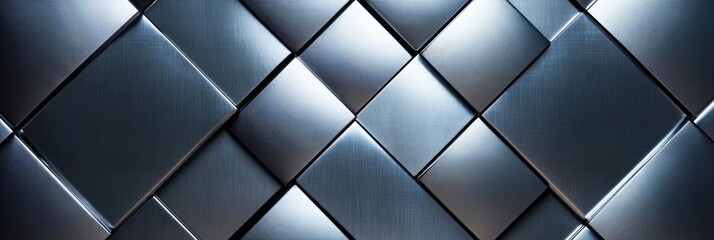Fototapeta premium Sleek and modern metal background with diagonal diamond shapes for an industrial touch, perfect as a banner or header design element