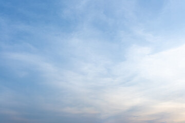 Serene Blue Sky with Soft White Cirrus Clouds Peaceful Nature Background