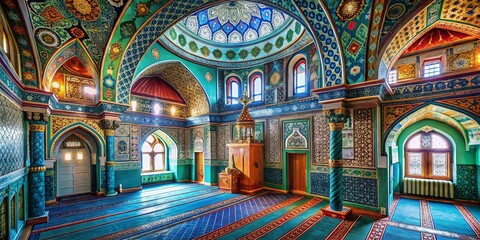 Obraz premium Ornate Mihrab, Tatar Mosque, Kruszyniany, Poland: Architectural Detail, Islamic Art