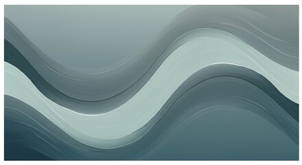 Abstract teal and grey waves with smooth curves and a gradient color palette.  Paint brushstrokes create a flowing design.