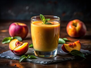 Delicious Peach Smoothie in Low Light, Moody Food Photography