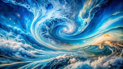 Obraz premium Panoramic Abstract Blue and White Swirling Marble Texture Background