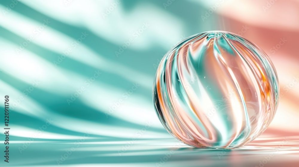 Poster a mesmerizing translucent sphere radiating colors and reflections, beautifully capturing light and c