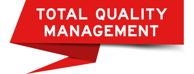 Red color speech banner with word total quality management on white background