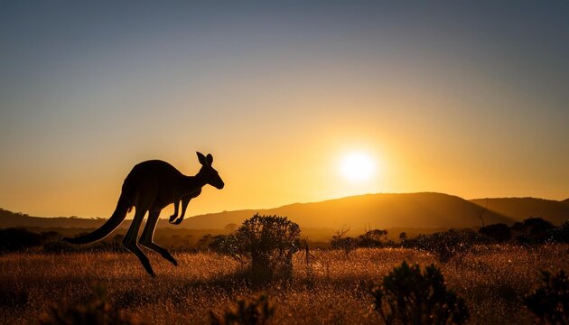 kangaroo in sunset