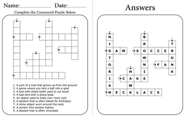 Printable Crossword Puzzle for Kids: Brain-Boosting Student Activities