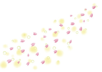 桜吹雪の水彩イラスト