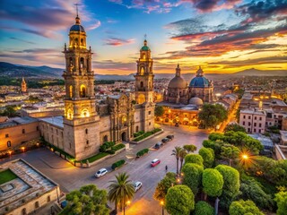 Panoramic Hyperlapse of Morelia Cathedral, Michoacan, Mexico: Day to Night