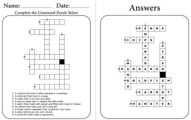 Printable Crossword Puzzle: Educational Word Game for Kids and Adults