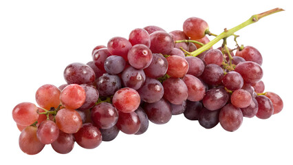 Fototapeta premium Red grapes, bunch of grapes, fresh fruit, vibrant color, juicy, ripe, stem attached, detailed texture, glossy skin, photorealistic, white background, high resolution, macro photography, food photograp