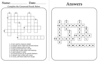 Educational Crossword Puzzle for Students: Fun Homeschool Activity for Kids