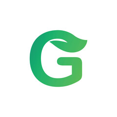 Letter G green leaf organic logo
