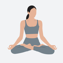 woman doing yoga exercise vector illustration 