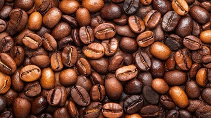 Fototapeta premium Close-up of assorted roasted coffee beans showcasing various textures and colors