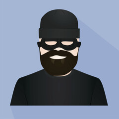 Thief in black icon. vector