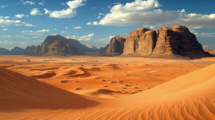 Fototapeta premium Exploring majestic rock formations in the desert landscape wadi rum nature photography natural wonders panoramic view