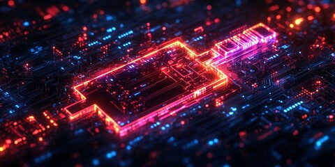 Obraz premium A glowing digital key symbolizing security and technology. Great for cybersecurity, data protection, and futuristic themes.