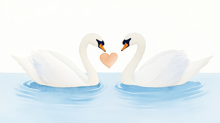 pair of swans in serene pond, symbolizing love and tranquility