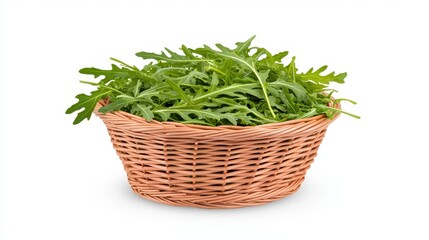 Naklejka premium Fresh arugula harvest market stall vegetable collection rustic setting top view healthy eating concept