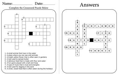 Easy Crossword Puzzle for Kids: Printable Brain Game