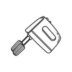Electric Hand Mixer Kitchen Utensils Outline Illustration