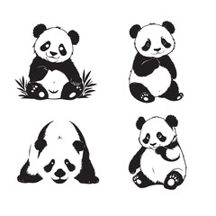 Fototapeta premium set of panda