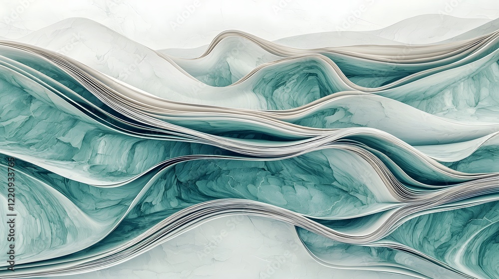 Poster exquisite 3d mint green marble texture featuring smooth flowing fluid art elements and beautiful org