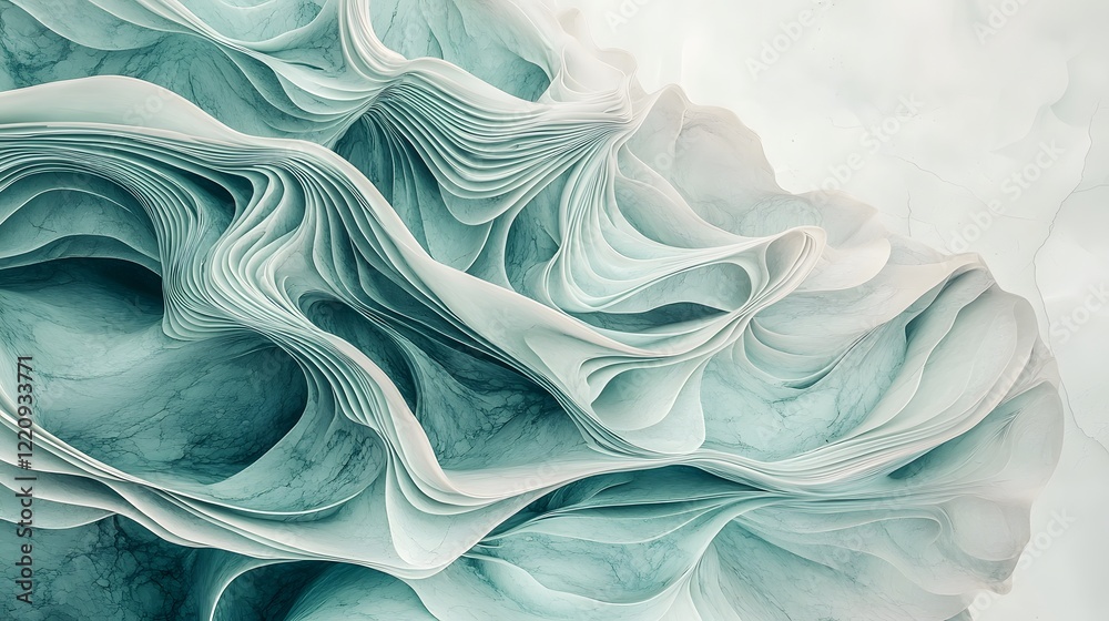 Poster Elegant and sophisticated abstract fluid mint green marble design with intricate swirling patterns and a glossy finish creating a high end calming and visually appealing aesthetic
