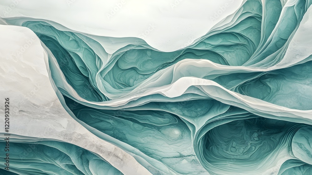 Fototapete Mesmerizing Mint Marble Fluid Texture with Natural Wave Like Patterns An Elegant and Calming Abstract Design with Soft Glossy Reflections and a Contemporary Vibe