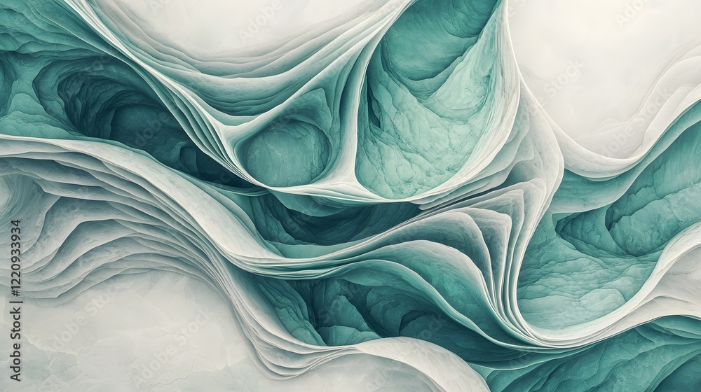 Poster captivating mint green fluid marble texture with elegant wave like patterns soft glossy reflections 