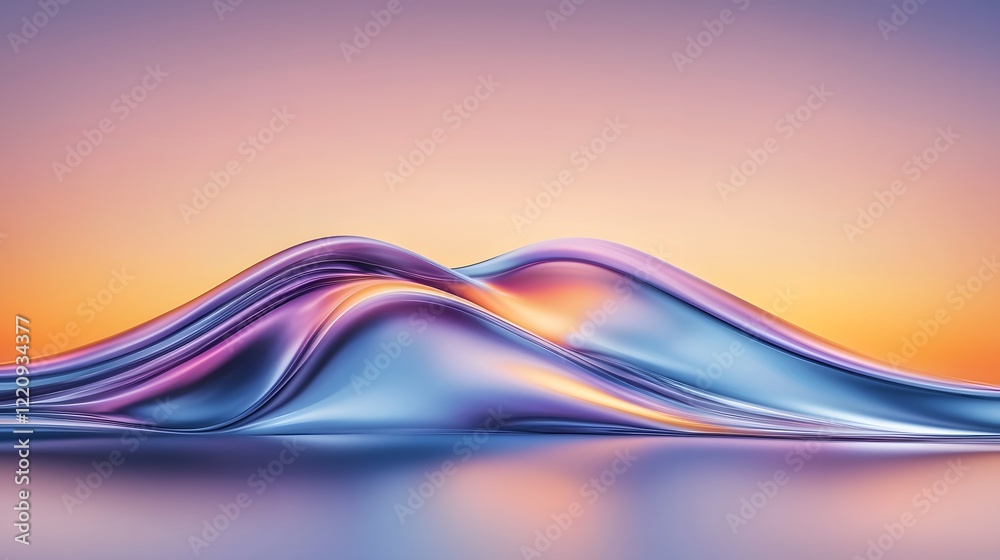 Poster mesmerizing abstract sunset landscape with vibrant hues and flowing curves a captivating visual comp